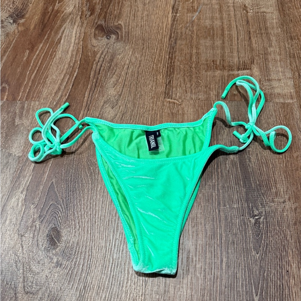 TRIANGL Swimwear Velvet Bright Green cheeky tie Bikini Bottom - X small
